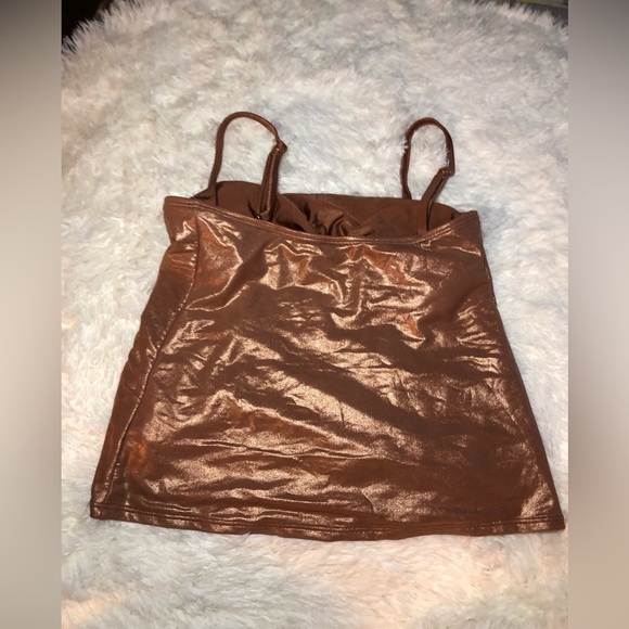 VENUS Shimmering Bronze Metallic Ruched Bikini Top size 6 - Picture 10 of 12